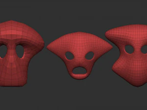 50 низкополигональных форм масок и базовых сеток. Набор кистей IMM для файлов версий Zbrush OBJ и FBX 2020. 3D Модель