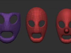 50 низкополигональных форм масок и базовых сеток. Набор кистей IMM для файлов версий Zbrush OBJ и FBX 2020. 3D Модель