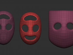 50 low poly mask shapes and base meshes IMM brush set for Zbrush OBJ and FBX 2020 version files 3D-Modell