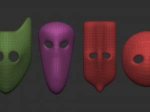 50 low poly mask shapes and base meshes IMM brush set for Zbrush OBJ and FBX 2020 version files 3D-Modell