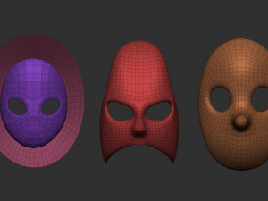 50 low poly mask shapes and base meshes IMM brush set for Zbrush OBJ and FBX 2020 version files 3D-Modell