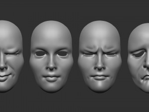 20 mime and facial expression masks IMM zbrush set obj files Modello 3D
