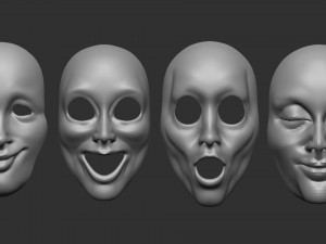 20 mime and facial expression masks IMM zbrush set obj files Modello 3D