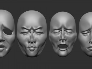 20 mime and facial expression masks IMM zbrush set obj files Modello 3D