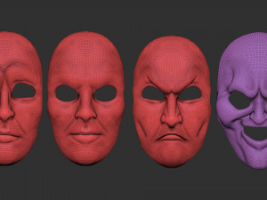 20 mime and facial expression masks IMM zbrush set obj files Modello 3D
