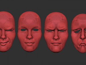 20 mime and facial expression masks IMM zbrush set obj files Modello 3D