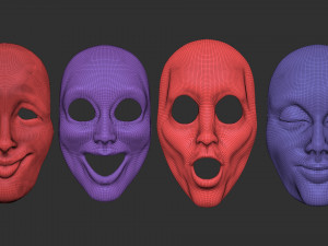 20 mime and facial expression masks IMM zbrush set obj files Modello 3D