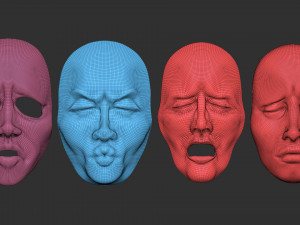 20 mime and facial expression masks IMM zbrush set obj files Modello 3D