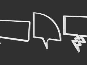 18 Conjunto de pinceles Low Poly Zbrush IMM de cuadros de di&aacute;logo c&oacute;micos y archivos OBJ de formas Modelo 3D