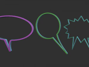 18 Conjunto de pinceles Low Poly Zbrush IMM de cuadros de di&aacute;logo c&oacute;micos y archivos OBJ de formas Modelo 3D