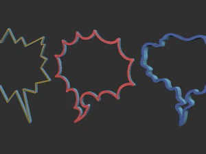 18 Conjunto de pinceles Low Poly Zbrush IMM de cuadros de di&aacute;logo c&oacute;micos y archivos OBJ de formas Modelo 3D