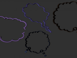 18 Low poly Zbrush IMM brush set of comic dialogue boxes and shapes OBJ files Model 3D