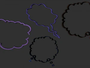 18 Conjunto de pinceles Low Poly Zbrush IMM de cuadros de di&aacute;logo c&oacute;micos y archivos OBJ de formas Modelo 3D