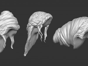 15 Female greek or roman statue hair styles and hairdoo mid-poly IMM brush set for Zbrush fbx obj 3D Модель