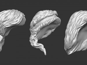 15 Female greek or roman statue hair styles and hairdoo mid-poly IMM brush set for Zbrush fbx obj 3D Модель