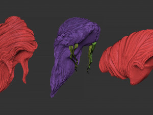 15 Female greek or roman statue hair styles and hairdoo mid-poly IMM brush set for Zbrush fbx obj 3D Модель