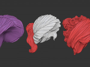 15 Female greek or roman statue hair styles and hairdoo mid-poly IMM brush set for Zbrush fbx obj 3D Модель