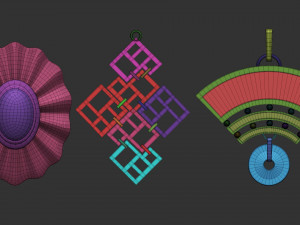 70 Low poly jewelry pendant shapes and forms IMM brush set for Zbrush Obj and Fbx files Model 3D