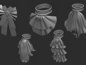 Jabot e gravata de 20 caracteres midpoly IMM Zbrush conjunto de arquivos OBJ e FBX Modelo 3D