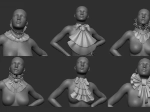 Jabot e gravata de 20 caracteres midpoly IMM Zbrush conjunto de arquivos OBJ e FBX Modelo 3D