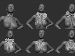 20 character jabot and neckwear midpoly IMM Zbrush set OBJ and FBX files 3D Model