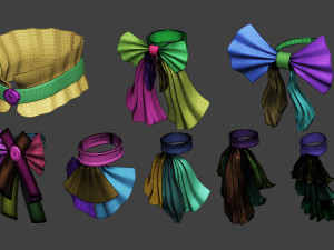 20 character jabot and neckwear midpoly IMM Zbrush set OBJ and FBX files 3D Model