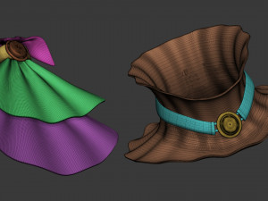 20 character jabot and neckwear midpoly IMM Zbrush set OBJ and FBX files 3D Model