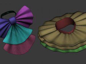 20 character jabot and neckwear midpoly IMM Zbrush set OBJ and FBX files 3D Model