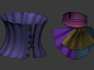 20 character jabot and neckwear midpoly IMM Zbrush set OBJ and FBX files 3D Model