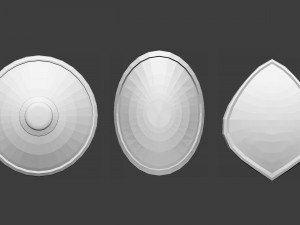 30 Low-poly medieval fantasy shield base mesh shapes IMM and 5 strap shapes zbrush set and fbx obj 3D Model