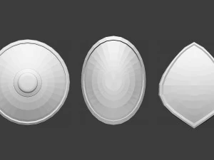 30 Low-poly medieval fantasy shield base mesh shapes IMM and 5 strap shapes zbrush set and fbx obj 3D Model
