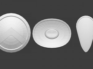 30 Low-poly medieval fantasy shield base mesh shapes IMM and 5 strap shapes zbrush set and fbx obj 3D Model