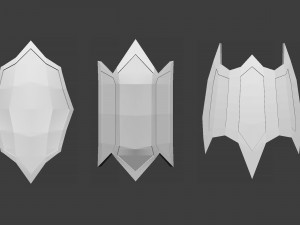30 Low-poly medieval fantasy shield base mesh shapes IMM and 5 strap shapes zbrush set and fbx obj 3D Model