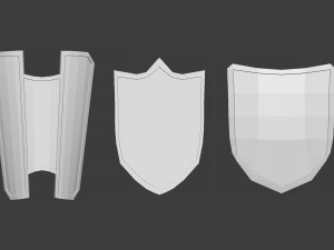 30 Low-poly medieval fantasy shield base mesh shapes IMM and 5 strap shapes zbrush set and fbx obj 3D Model