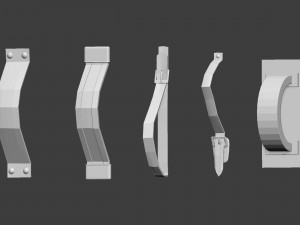 30 Low-poly medieval fantasy shield base mesh shapes IMM and 5 strap shapes zbrush set and fbx obj 3D Model