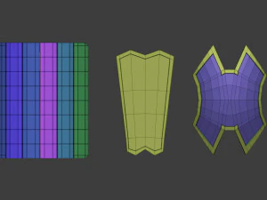 30 Low-poly medieval fantasy shield base mesh shapes IMM and 5 strap shapes zbrush set and fbx obj 3D Model