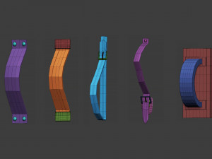 30 Low-poly medieval fantasy shield base mesh shapes IMM and 5 strap shapes zbrush set and fbx obj 3D Model
