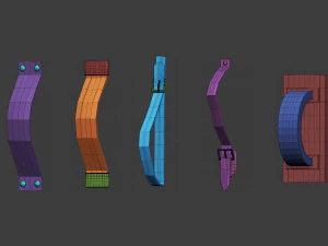 30 Low-poly medieval fantasy shield base mesh shapes IMM and 5 strap shapes zbrush set and fbx obj 3D Model