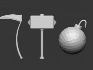 20 Low-poly medieval fantasy melee weapon base mesh shapes IMM shapes Zbrush set and fbx obj files 3D मॉडल