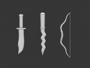 20 Low-poly medieval fantasy melee weapon base mesh shapes IMM shapes Zbrush set and fbx obj files 3D मॉडल