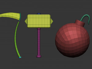 20 Low-poly medieval fantasy melee weapon base mesh shapes IMM shapes Zbrush set and fbx obj files 3D मॉडल