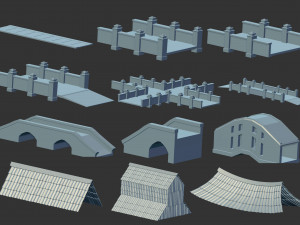 100 Low-poly medieval fantasy castle and fortress kitbash IMM Zbrush brush set obj and fbx files 3Dモデル