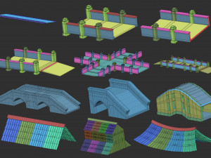 100 Low-poly medieval fantasy castle and fortress kitbash IMM Zbrush brush set obj and fbx files 3Dモデル