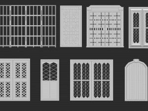45 low poly interior and exterior door base mesh shapes IMM brush set for Zbrush obj and fbx files Modello 3D