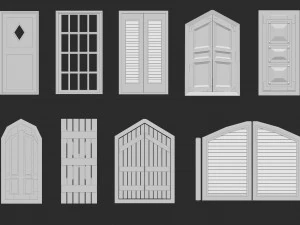 Zbrush obj और fbx फ़ाइलों के लिए 45 लो पॉली इंटीरियर और एक्सटीरियर डोर बेस मेश आकार IMM ब्रश सेट 3D मॉडल