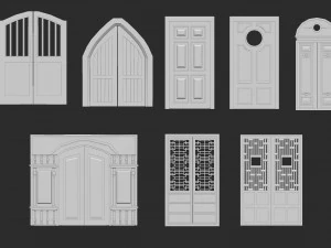 Zbrush obj और fbx फ़ाइलों के लिए 45 लो पॉली इंटीरियर और एक्सटीरियर डोर बेस मेश आकार IMM ब्रश सेट 3D मॉडल