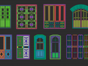 45 low poly interior and exterior door base mesh shapes IMM brush set for Zbrush obj and fbx files Modello 3D