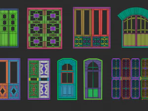 Zbrush obj और fbx फ़ाइलों के लिए 45 लो पॉली इंटीरियर और एक्सटीरियर डोर बेस मेश आकार IMM ब्रश सेट 3D मॉडल