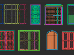 45 low poly interior and exterior door base mesh shapes IMM brush set for Zbrush obj and fbx files Modello 3D