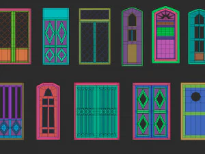 Zbrush obj और fbx फ़ाइलों के लिए 45 लो पॉली इंटीरियर और एक्सटीरियर डोर बेस मेश आकार IMM ब्रश सेट 3D मॉडल